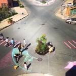 A project during CNU chalked a plaza into extra space in a five-points intersection. image